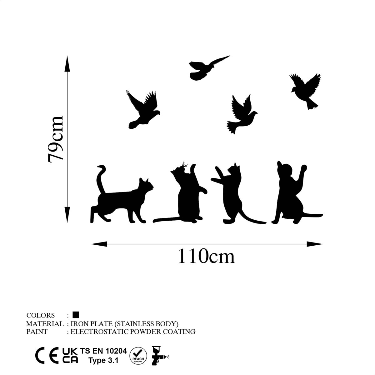 Διακοσμητικό Τοίχου (110X79) A-G Birds Playing With Cats 899Skl2553 Home Παιδικά Διακόσμηση Παιδικού Δωματίου Spitishop