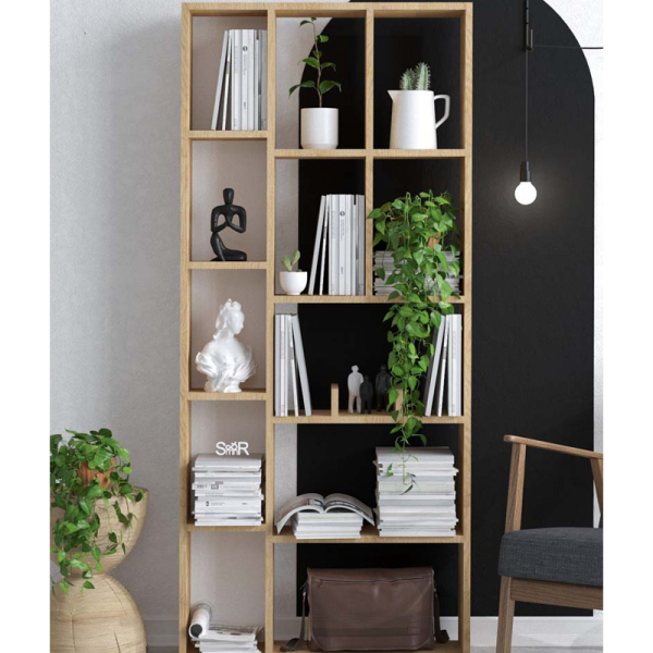 Βιβλιοθήκη Δαπέδου 12 Θέσεων (75x18x170) A-G Demios 393MRD1263 Oak