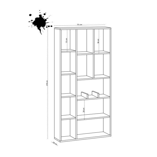 Βιβλιοθήκη Δαπέδου 12 Θέσεων (75x18x170) A-G Demios 393MRD1263 Oak