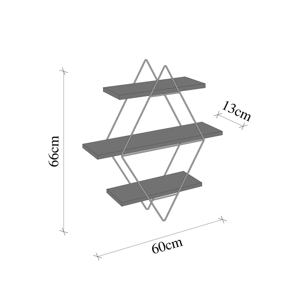 Ραφιέρα Τοίχου (62x18x62) A-G Prizma 498HFT1110 Gold Brown