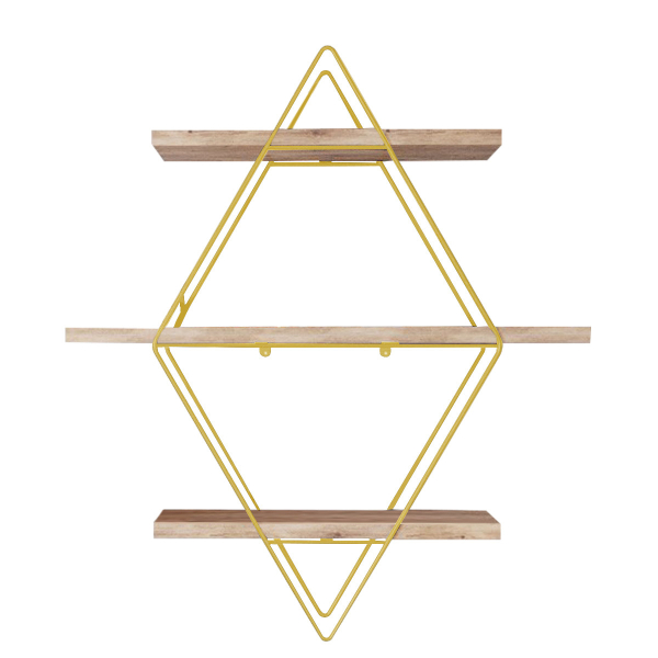 Ραφιέρα Τοίχου (62x18x62) A-G Prizma 498HFT1110 Gold Brown