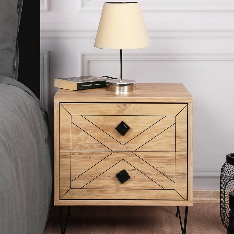 Κομοδίνο Με 2 Συρτάρια (50x40x55) A-G Luna 854KLN3311 Pine