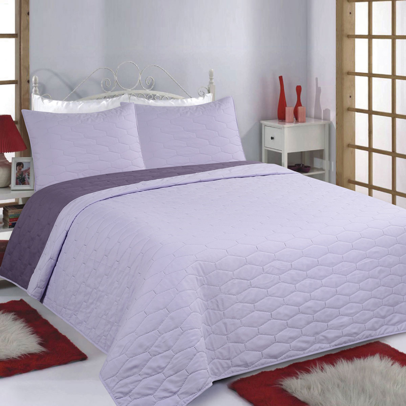 Κουβερλί King Size (Σετ 240x260) 2 Όψεων Silk Fashion Ruby Lila-Purple