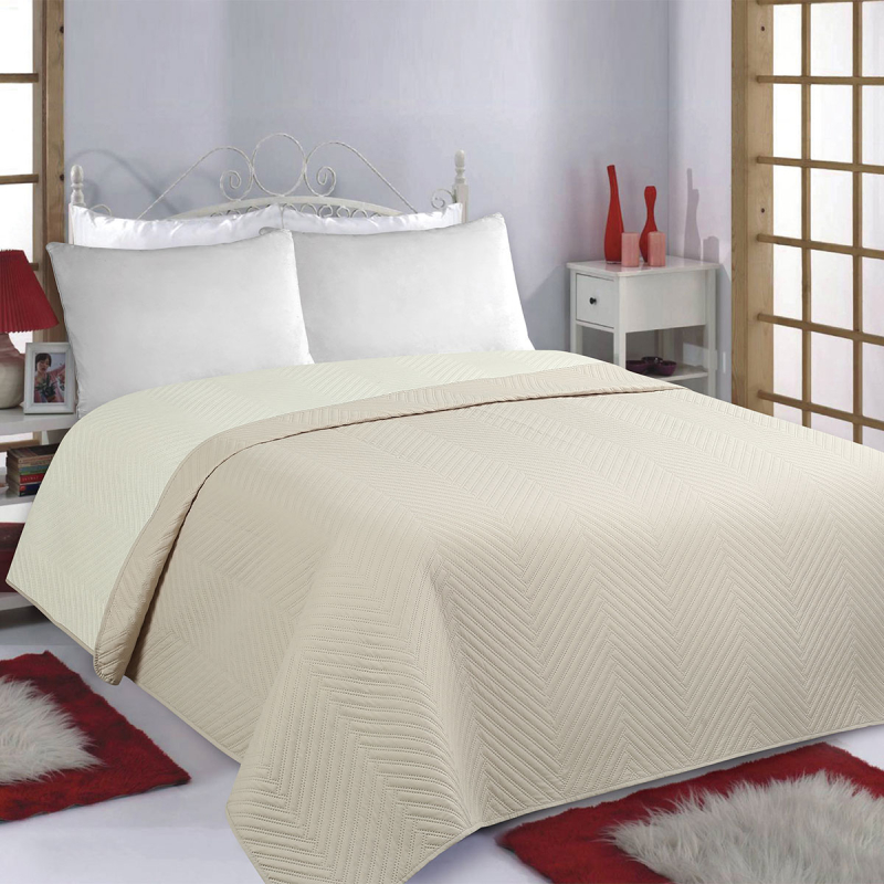 Κουβερλί Υπέρδιπλο (220x240) 2 Όψεων Silk Fashion Bones Beige-Ivory