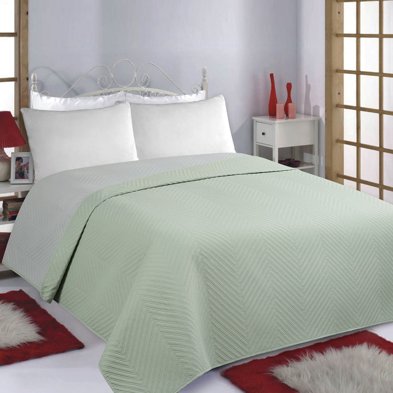 Κουβερλί King Size (240x260) 2 Όψεων Silk Fashion Bones Mint-Grey