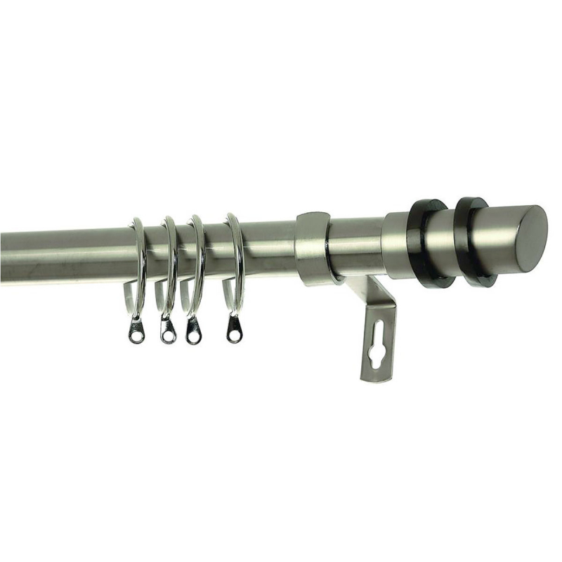 Κουρτινόξυλο Φ28mm Μονό Επεκτεινόμενο 220-400cm Με Άκρα Grace Hope Brushed Chrome 780415