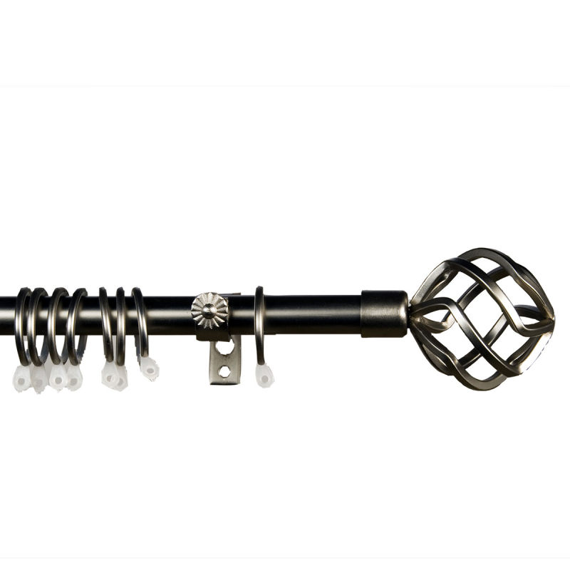 Κουρτινόξυλο Φ19mm Μονό Επεκτεινόμενο 120-210cm Με Άκρα Grace Ball Cage Brushed Chrome 790125