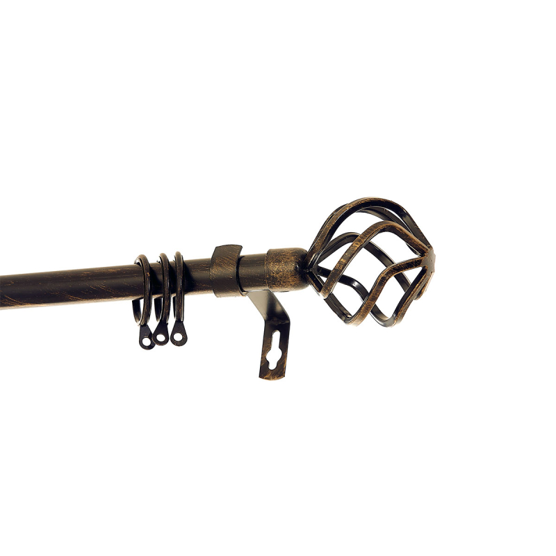 Κουρτινόξυλο Φ19mm Μονό Επεκτεινόμενο 160-300cm Με Άκρα Grace Ball Cage Black-Gold 790222