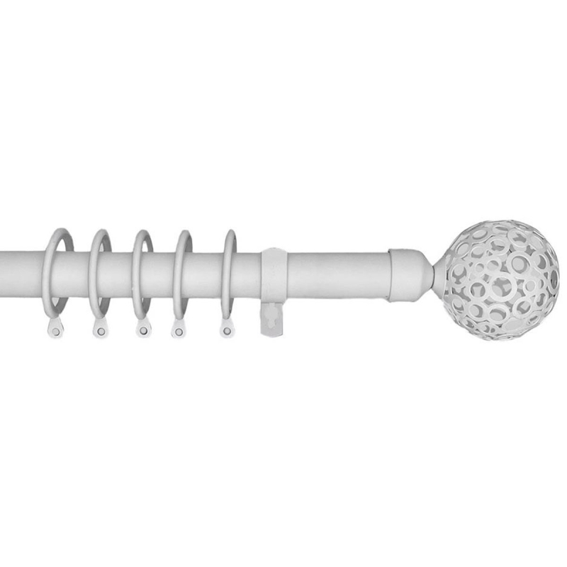 Κουρτινόξυλο Φ25mm Μονό Επεκτεινόμενο 160-300cm Με Άκρα Grace Lilie White Mat 599279