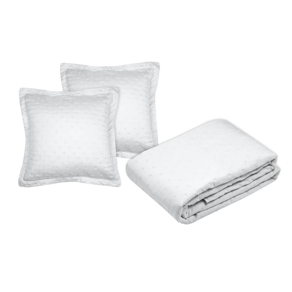 Κουβερλί Υπέρδιπλο (220x240) + Διακοσμητικές Μαξιλαροθήκες S-F Cleo White P4D788001