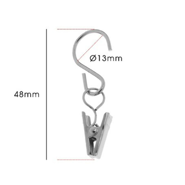 Γαντζάκια Κουρτίνας Με Μανταλάκια 10τμχ (Φ13) Grace Chrome 660363