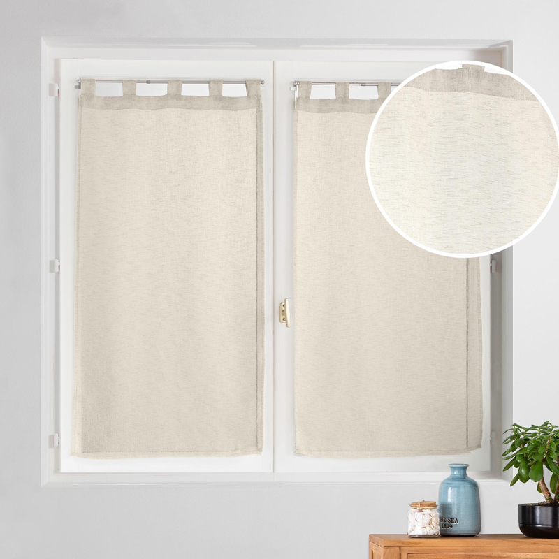 Σετ Κουρτίνες Παραθύρου (60x160) L-C Με Τιράντες L-C Carlin Linen 1627709
