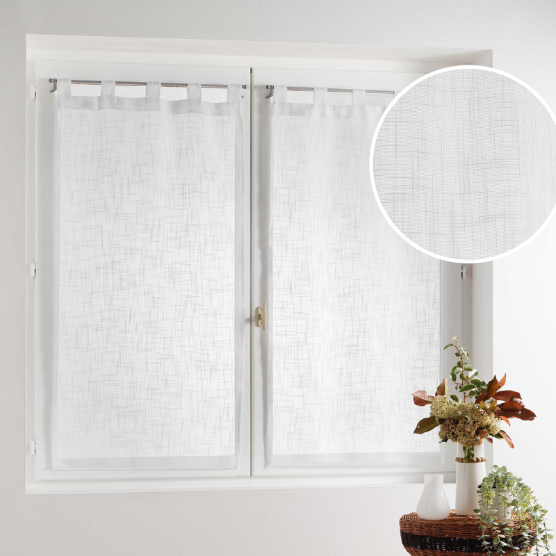 Σετ Κουρτίνες Παραθύρου (45x120) L-C Με Τιράντες L-C Haltona Blanc 1627713