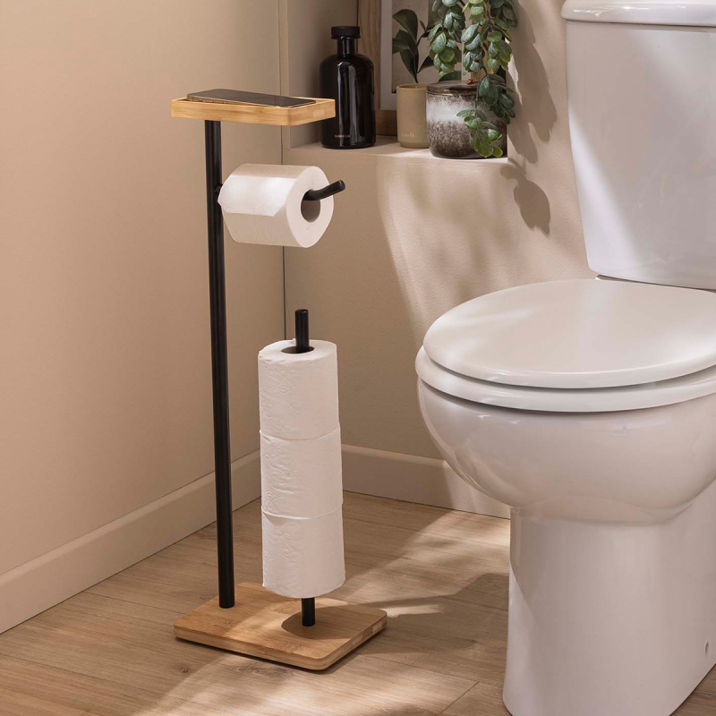 Σταντ Για Χαρτί Υγείας (24.7x15x65.5) L-C Filano Black/Bamboo 1802205