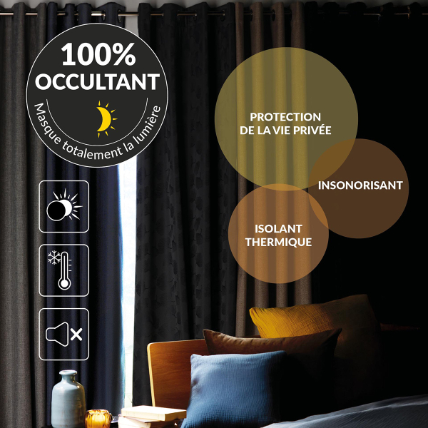 Θερμομονωτική Κουρτίνα Παραθύρου Συσκότισης (140x180) Με Τρουκς L-C Crepuscule Linen 1612538