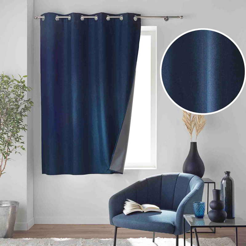 Θερμομονωτική Κουρτίνα Παραθύρου Συσκότισης (140x180) Με Τρουκς L-C Crepuscule Blue 1612539