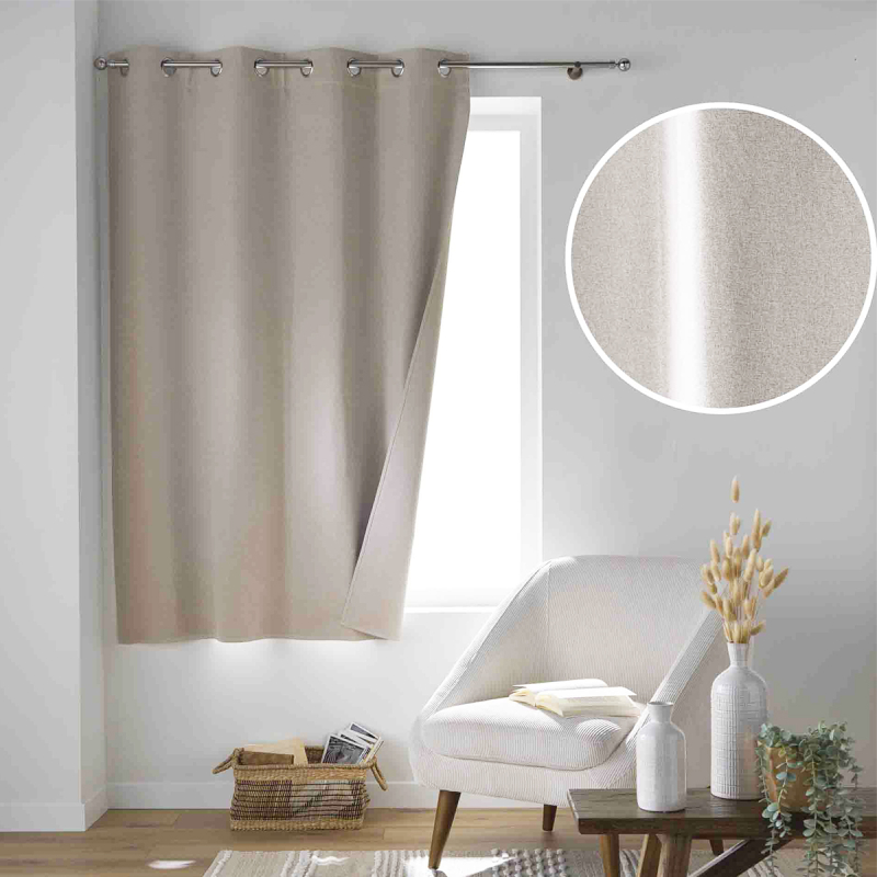 Θερμομονωτική Κουρτίνα Παραθύρου Συσκότισης (135x180) Με Τρουκς L-C Occultiss Linen 1612540