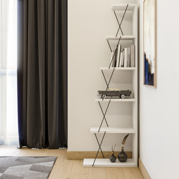 Βιβλιοθήκη Δαπέδου 5 Θέσεων (50x22x150) A-G Tlos 854KLN3607 White