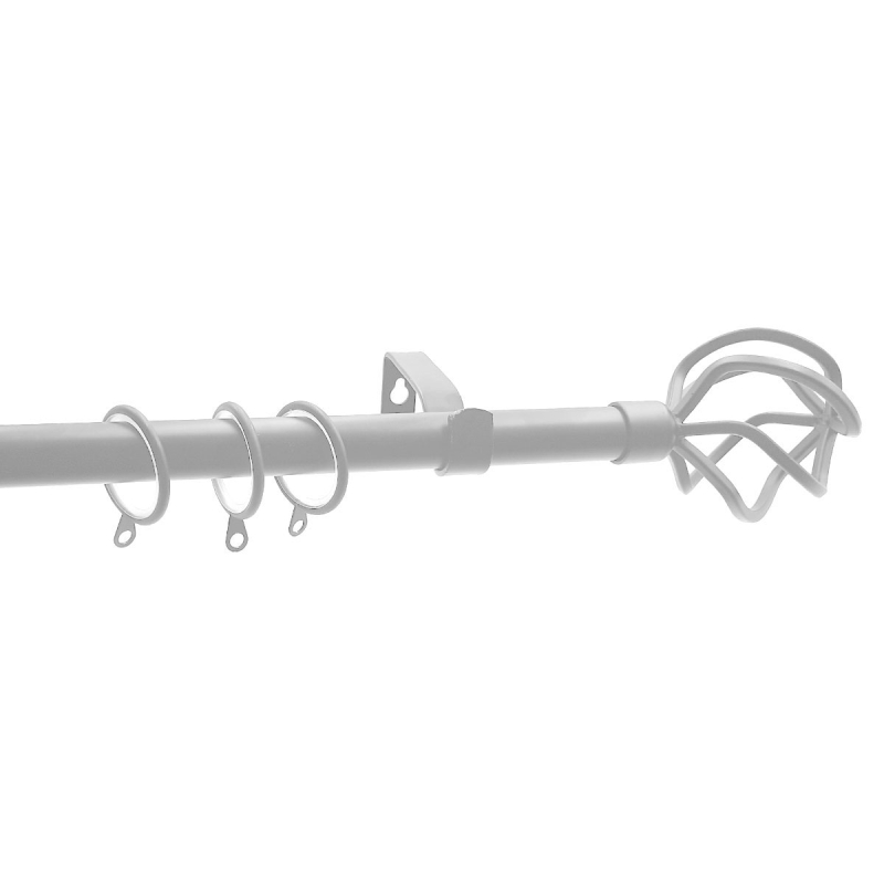 Κουρτινόξυλο Φ19mm Μονό Επεκτεινόμενο 160-300cm Με Άκρα Grace Ball Cage White 790223