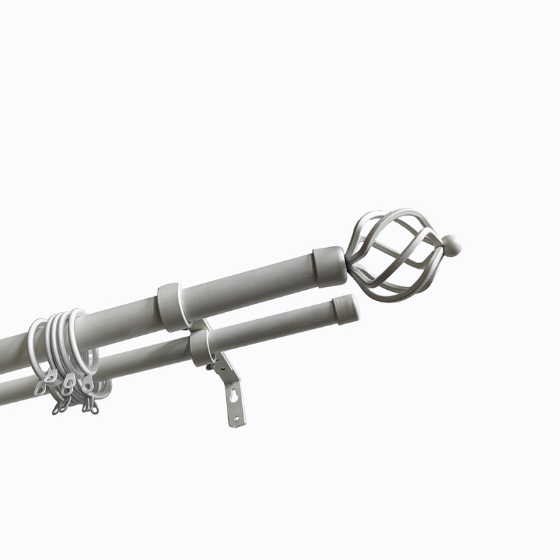 Κουρτινόξυλο Διπλό Επεκτεινόμενο 120-210cm Με Άκρα Grace White 450123