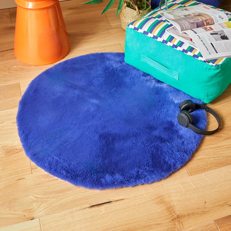 Στρογγυλό Πατάκι Γούνινο (Φ80) A-S Disso Indigo Blue 172421Z