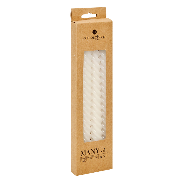 Κεριά Για Κηροπήγιο 25εκ. (Σετ 4τμχ) A-S Hugo Twist White 207036A