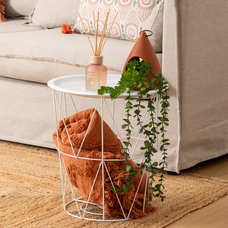 Βοηθητικό Τραπεζάκι Με Αποθηκευτικό Χώρο (Φ37x40) A-S Kumi White 206045A