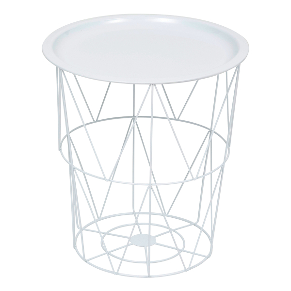 Βοηθητικό Τραπεζάκι Με Αποθηκευτικό Χώρο (Φ37x40) A-S Kumi White 206045A