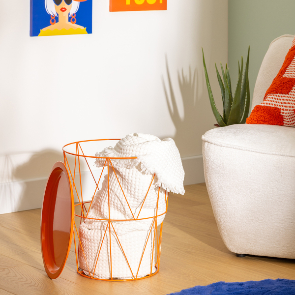 Βοηθητικό Τραπεζάκι Με Αποθηκευτικό Χώρο (Φ37x40) A-S Kumi Orange 206045C