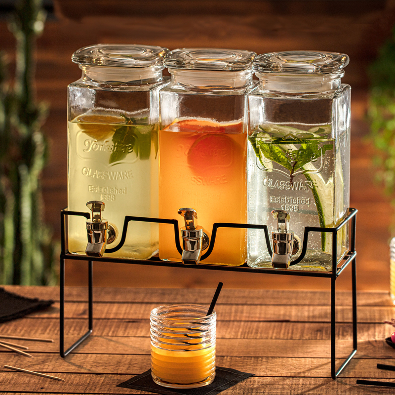 Βάζα Γυάλινα Με Βρυσάκι & Βάση (Σετ 3τμχ) 1.5lt S-D Modern 154873