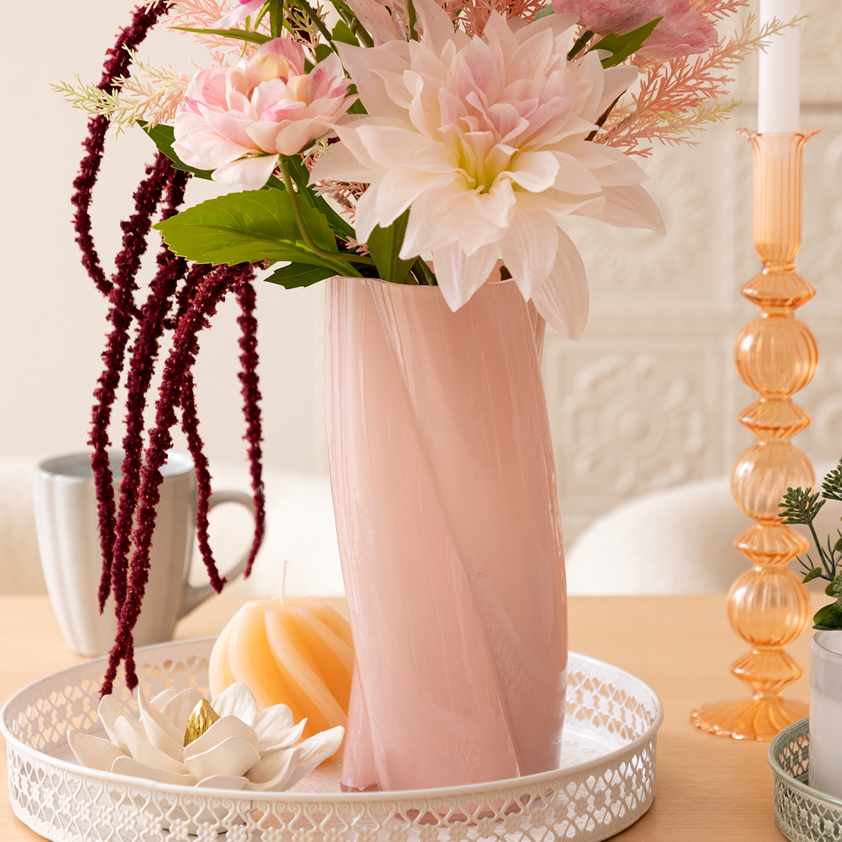 Διακοσμητικό Βάζο (Φ10 5X25 5) A-S Wild Romance 206524 Pink Home Διακόσμηση Διακοσμητικά Βάζα & Μπουκάλια Spitishop