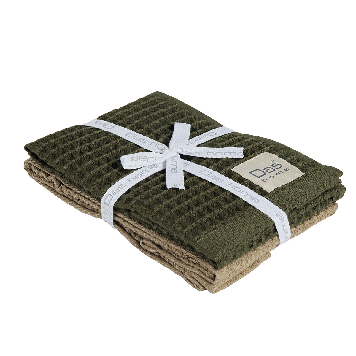 Ποτηρόπανα Πικέ (Σετ 2Τμχ) Das Home Kitchen 0802 Olive-Green Λευκά Είδη Κουζίνας & Τραπεζαρίας Πετσέτες Spitishop