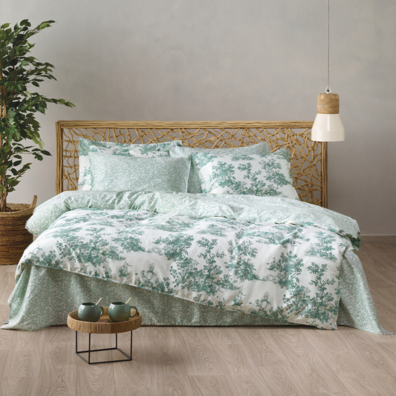 Κουβερλί Υπέρδιπλο (230x250) 2 Όψεων Kentia Stylish Toile 02 Green