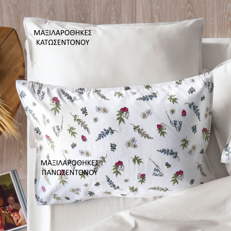 Ζεύγος Μαξιλαροθήκες Oxford (50x70) Kentia Stylish Frutilla 12 Ecru