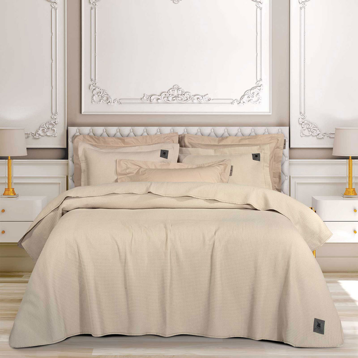 Ζεύγος Μαξιλαροθήκες Καπιτονέ (50X70) Greenwich Polo Club 3495 Beige Home Λευκά Είδη Κρεβατοκάμαρας Ύπνου Spitishop