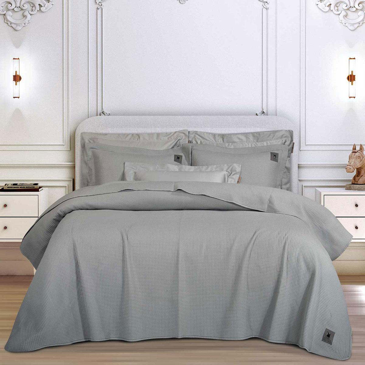 Ζεύγος Μαξιλαροθήκες Καπιτονέ (50X70) Greenwich Polo Club 3496 Grey Home Λευκά Είδη Κρεβατοκάμαρας Ύπνου Spitishop