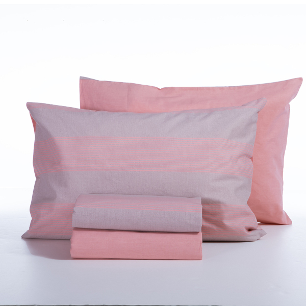 Σεντόνια Υπέρδιπλα (Σετ) Nef-Nef Homeware Casual Stripe Peach