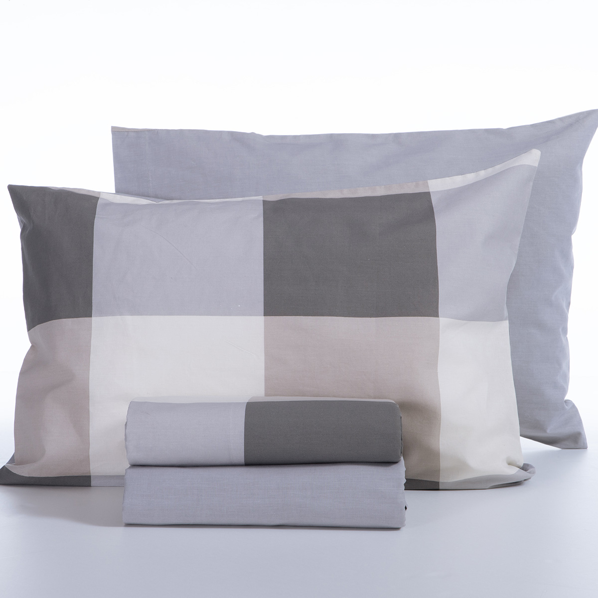 Σεντόνια Διπλά (Σετ) Nef-Nef Homeware Casual Check Grey Home Λευκά Είδη Κρεβατοκάμαρας Spitishop