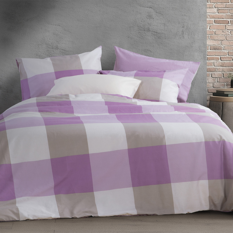 Σεντόνια Υπέρδιπλα (Σετ) Nef-Nef Homeware Casual Check Mauve