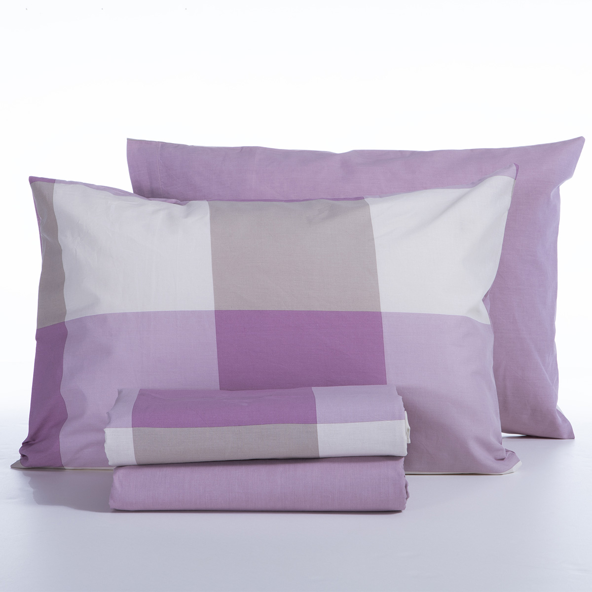 Σεντόνια Υπέρδιπλα (Σετ) Nef-Nef Homeware Casual Check Mauve Χωρις Λαστιχο 240X270 Home Λευκά Είδη Κρεβατοκάμαρας Spitishop
