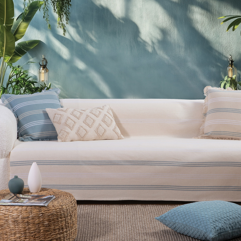 Ριχτάρι Καναπέ Διθέσιου (180x250) Nef-Nef Homeware Blue Spirit Natural