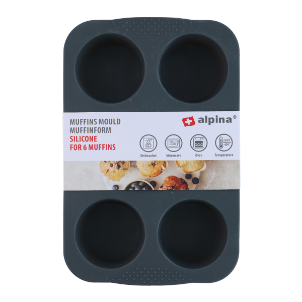 Φόρμα Σιλικόνης Για 6 Cupcake/Muffin (26.5x17.3x4) Alpina 871125200311 (Τυχαία Επιλογή Χρώματος)