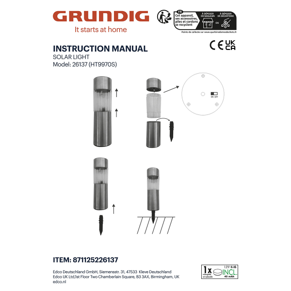 Ηλιακά Φωτιστικά Καρφωτά (6τμχ) Grundig 871125226137