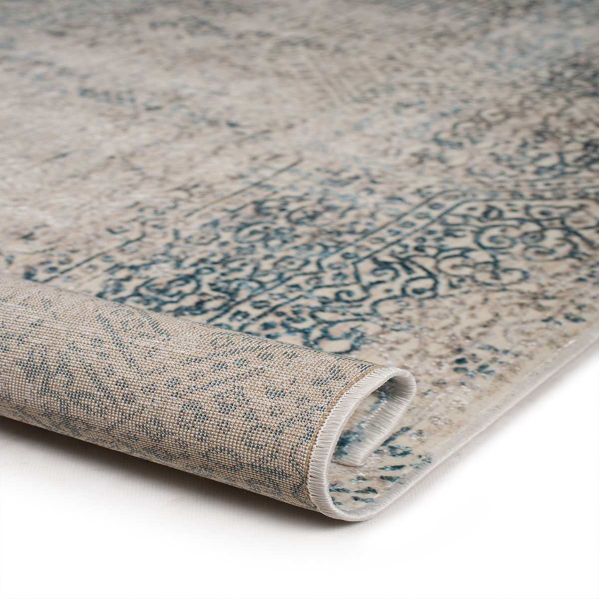 Στρογγυλό Χαλί All Season (Φ160) Βιοκαρπέτ Gossip 9186A Cream Blue Home Χαλιά Σαλονιού Spitishop