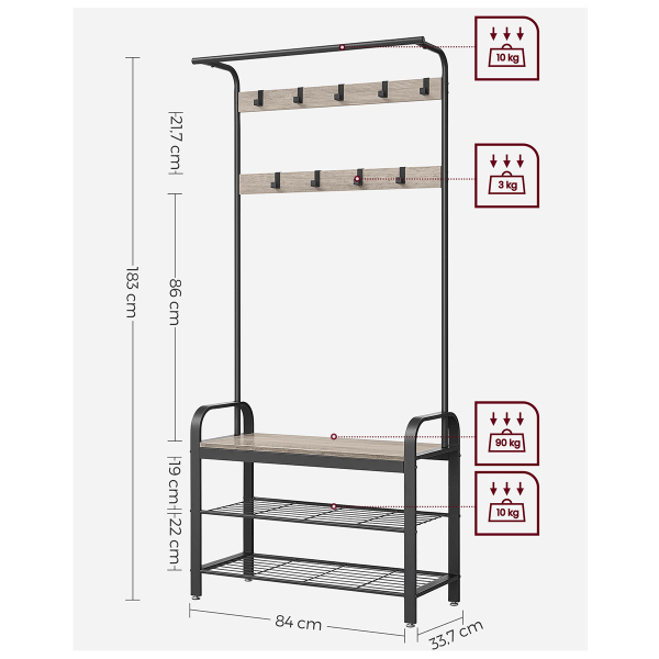 Έπιπλο Εισόδου (84x33.7x183) Vasagle HSR400B02