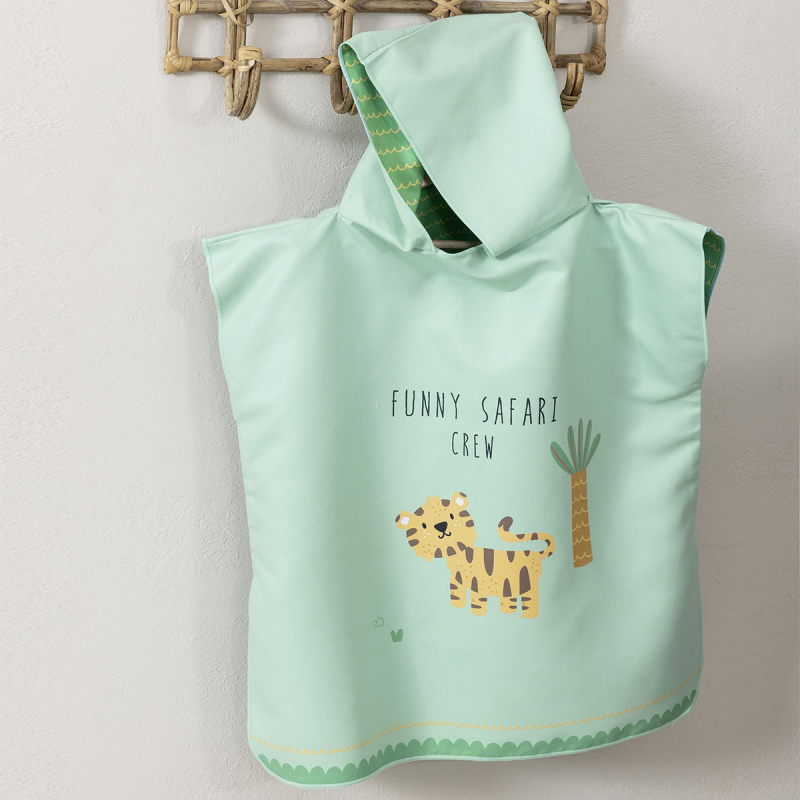 Παιδικό Πόντσο Microfiber (60x60) 2 Όψεων Nima Funny Safari