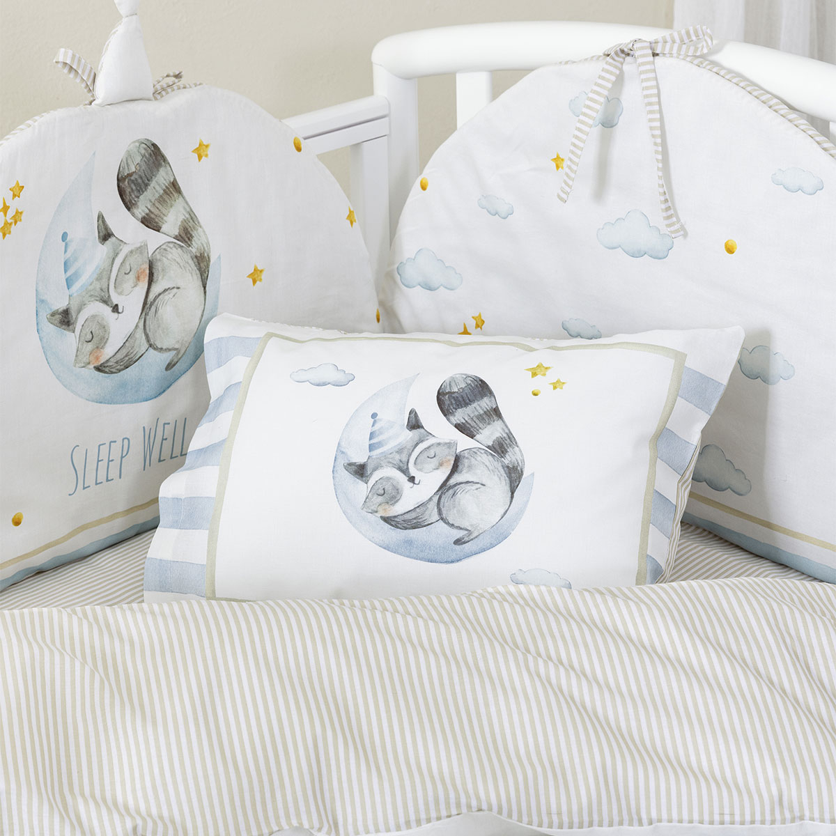 Πάντα Κούνιας (200X40) Nima Sleepy Racoon Home Βρεφικά Προίκα Μωρού Πάντες Βρεφικές Spitishop