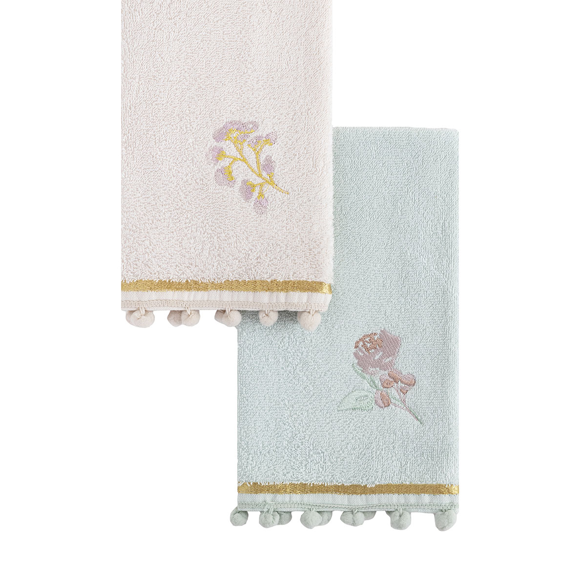 Πετσέτες Χεριών (Σετ 2Τμχ) Nima Floral 420Gsm Home Λευκά Είδη Μπάνιου Spitishop