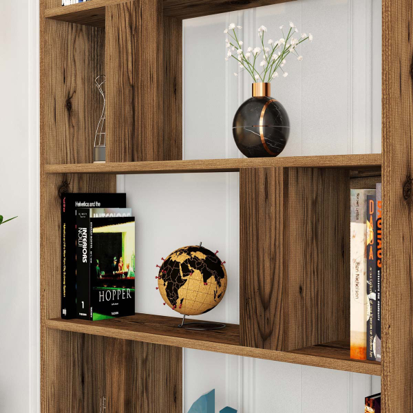 Βιβλιοθήκη Δαπέδου 12 Θέσεων (90x20x180) A-G Lima 845HCT3643 Walnut