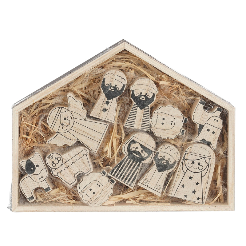 Φάτνη Ξύλινη Με 11 Φιγούρες (23x3x18) Edelman 1178302